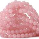 CHEAVIAN 45PCS 8mm Natural Rose Quartz Gemstone Round Loose Bead Pink Crystal for Jewelry Making 1 Strand 15"