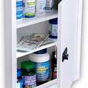 Wall Mount Medicine Cabinet,Locking Corner Cabinet with Code & Key Locks,First Aid Cabinet/Corner Storage CabinetAdjustable1/2/3 Shelves,Wall Mount Cash Box for Bathroom/Office/School/Home
