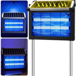 Solar Bug Zapper Outdoor, 4500V Solar Mosquito Zapper Outdoor Waterproof, 1/2 Acre Coverage Rechargeable Electric Fly Zapper, Cordless Portable Mosquito Traps for Backyard, Patio, Camping, Indoor