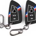 SUGOPADEN 2Pcs Key Fob Cover Compatible with BMW X1 X2 X3 X4 X5 X6 X7 2 3 4 5 6 7 8 Series M2 M3 M4 M5 M8 I4 Z4 2015-2026, Silicone, Black