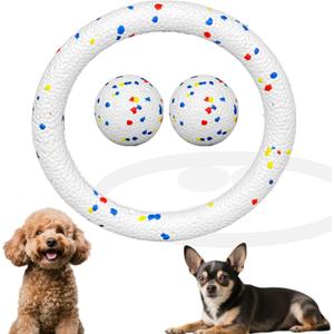 2 x SYMHOBBY 3Pcs Indestructible Dog Tennis Balls for Small Dog Chewers 1.97inch Durable Bouncy Floating Interactive Dog Toys with Dog Pull Ring