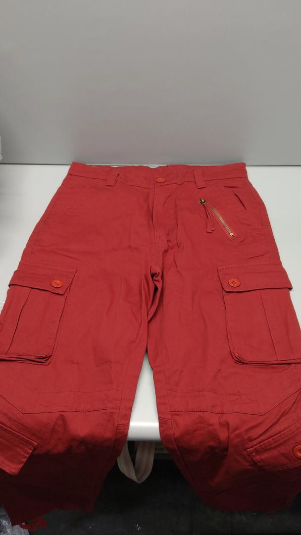 Women's Cotton Casual Military Army Cargo Combat Work Pants with 8 Pocket, Red, Size 30
