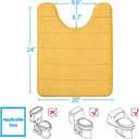 Buganda Memory Foam U-Shaped Contour Toilet Rugs, Non Slip Absorbent, Thick Soft Washable Bathroom Mat, Floor Carpet Bath Rugs Mat for Toilet Base (24" x 20", Yellow)