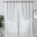 BGment Room Darkening Curtains with Sheer Overlay, Thermal Insulated Double Layer Curtains for Living Room, Grommet Silver Printed Window Curtain for Bedroom, 2 Panels Each 52 x 84 Inch, Light Grey