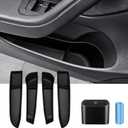Door Side Storage Box and Trash Can for 2024 2025 2026 Refresh Tesla Model 3 Highland Accessories Front Rear Door Insert Slot Storage Tray Organizer Protector Garbage Bin with Trash Bags 6PCS