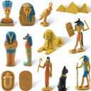 Liberty Imports 12 PCS Ancient Egypt Toys, Mini Egyptian Figurines Play Set - Pyramids of Giza, Mummy, King TUT, Sphinx, Anubis and Artifacts for Kids, School Projects