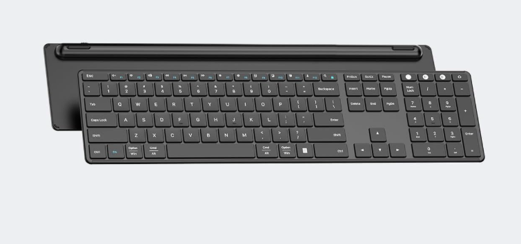 Seenda Wireless Bluetooth Keyboard, SKM64-3 Rechargeable Slim Quiet Keyboard, 3 Multi-Device Connection, Compatible for Windows, Mac, MacBook, iPad, Tablet, Black