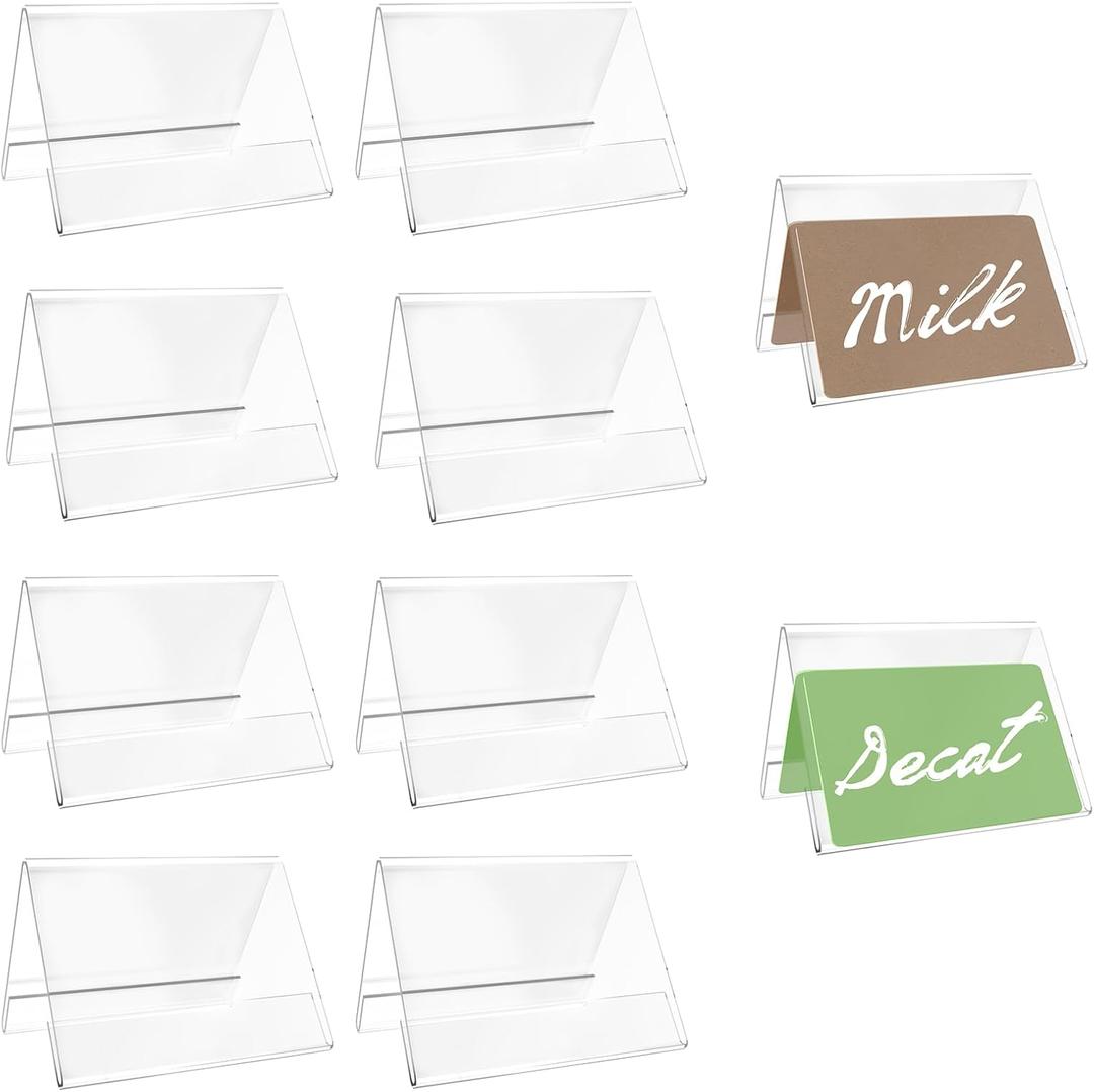 10 PCS Acrylic Table Tent Sign with 20 PCS Cards Coffee and Tea Beverage Table Display Tent Beverage Sign Set for Party Buffet Restaurant Banquet Wedding Indoor Outdoor 3.54 x 2.36''