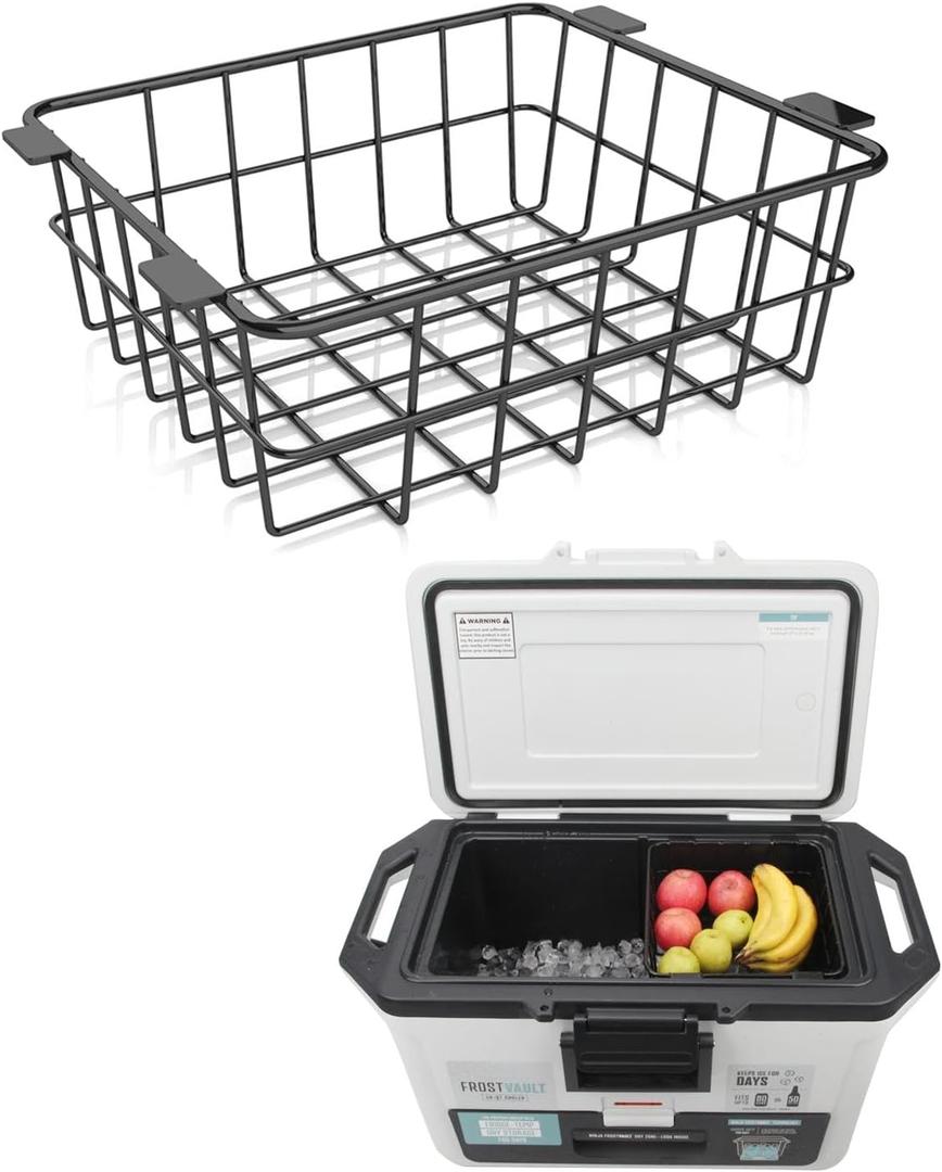 Wire Basket for Ninja FrostVault Hard Cooler & Wheeled Cooler - Heavy-Duty Organizer Rack for Efficient Storage, Dry-Goods Basket for Perfect for Camping Trips or Outdoor Parties, Black(L)
