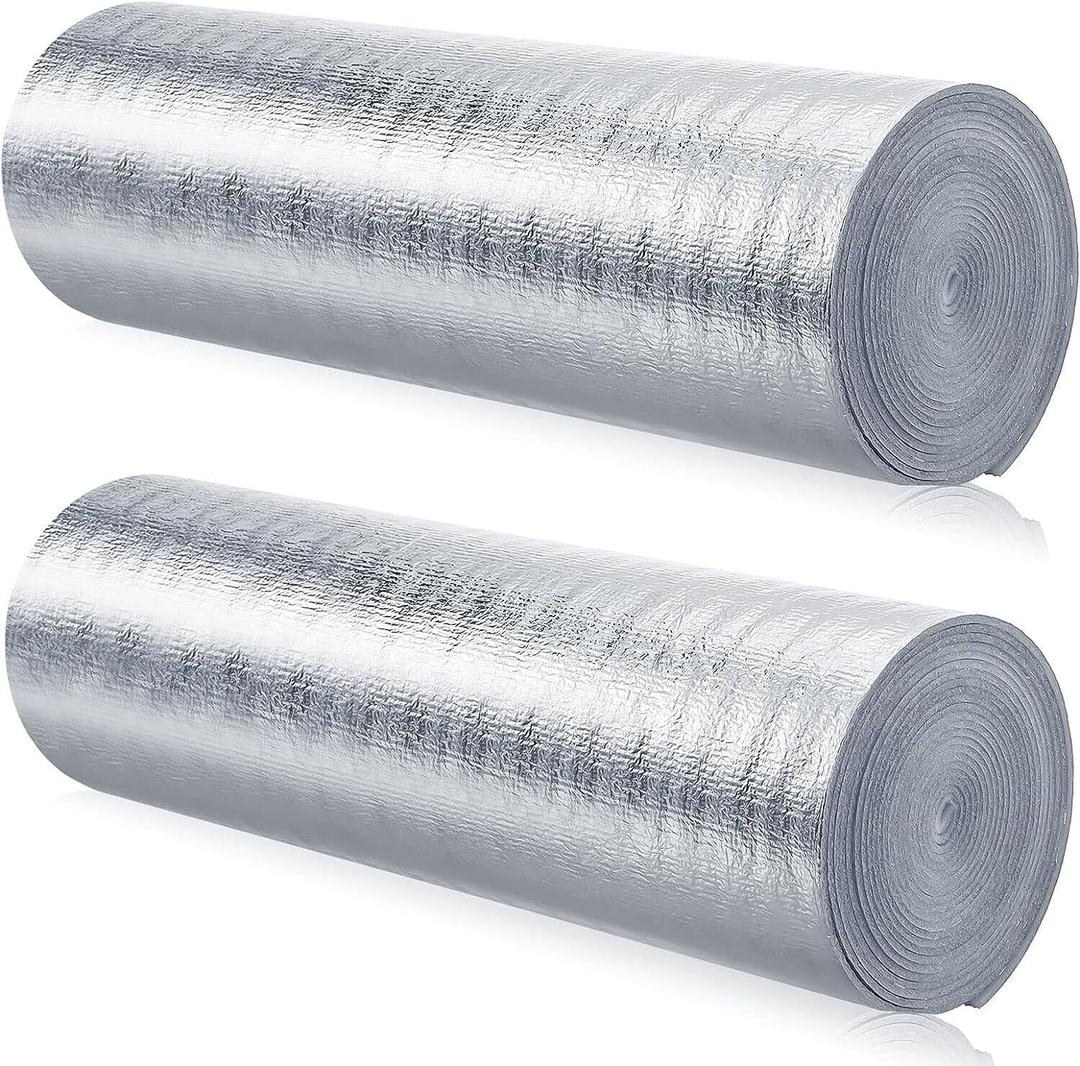 2 Rolls: 48x10' Reflective Insulation Roll Foam Core Radiant Barrier Garage Door