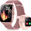 Smart Watch for Women, Answer/Make Call/AI Voice,1.85" HD Smartwatch Compatible for iPhone/Samsung/Android,120+Sport Modes Fitness Tracker with Heart Rate/Sleep Monitor, IP68Waterproof (2 Bands)