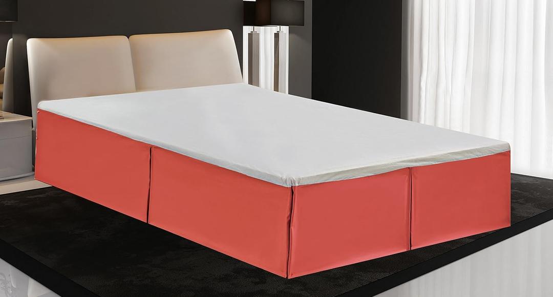 Linen Plus Queen Size Luxury Tailored Bed Skirt 14" Drop Pleated Styling Dust Ruffled Solid Coral New