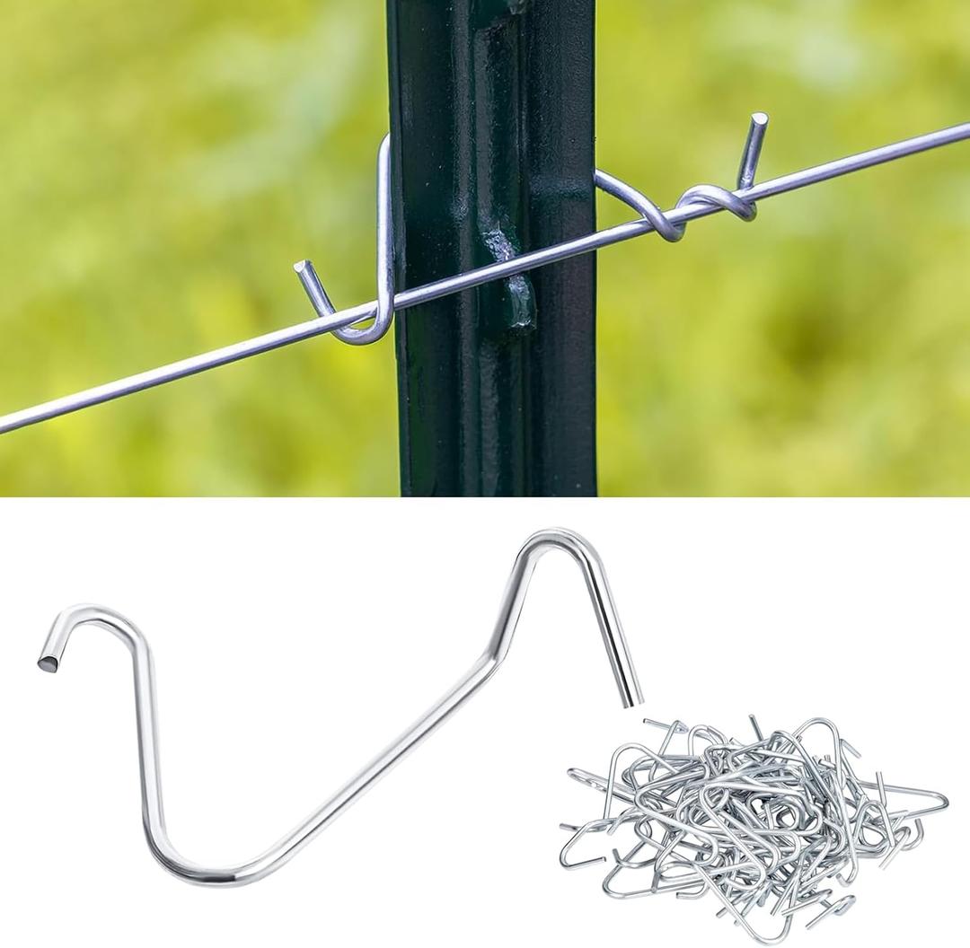 T Post Clips 500 pcs Fence Wire Tensioner, Galvanized Steel Fence Clips for Securing Wire Garden Farm Highway Sport Fences