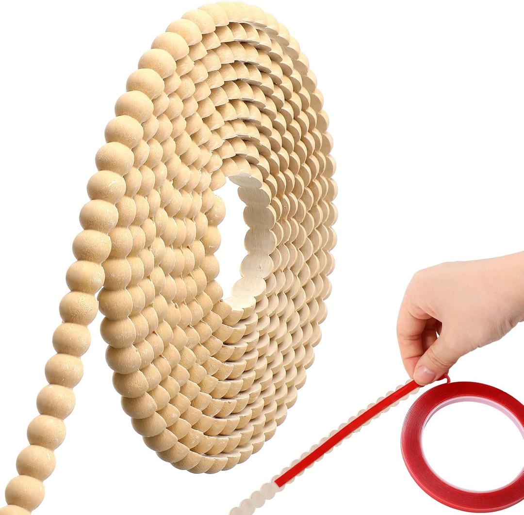 Leinuosen Flexible Molding Trim Peel and Stick for Walls 10ft Decorative Bead Pearl DIY Wall Trim for Bathroom Mirror Frame Border Backsplash Ceiling Cabinet TV Wall Edge(Wood,10ft /12 mm)