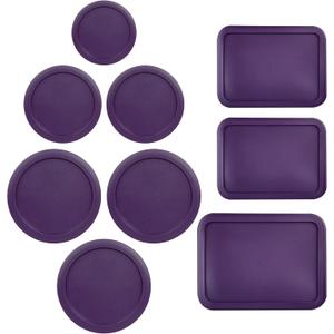 Replacement Lids for Pyrex Glass Food Storage Containers Rectangular (1) 1-Cup (2) 2-Cup (2) 4-Cup (1) 7-Cup (2) 3-Cup (1) 6-Cup Round Rectangle (Purple)