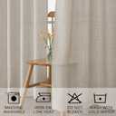 Lecloud Valance for Window 12 Inch Length, Light Filtering Faux Linen Textured Kitchen Curtains, Airy Short Drapes with Rod Pockets for Bathroom Basement Farmhouse, 60" W x 12" L 1 Panel, Linen Color