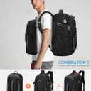 Modular 2 in 1 Travel Backpack with Detachable Daypack, 56L Carry On Backpack Flight Approved, Heavy Duty Ripstop Laptop Backpack for Men Women, Personal Item Weekender Bag, Black