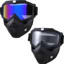 Motorcycle Helmet Riding Goggles Glasses With Removable Face Mask,Vintage Bullet Fight Motocross (Colorful/Clear)