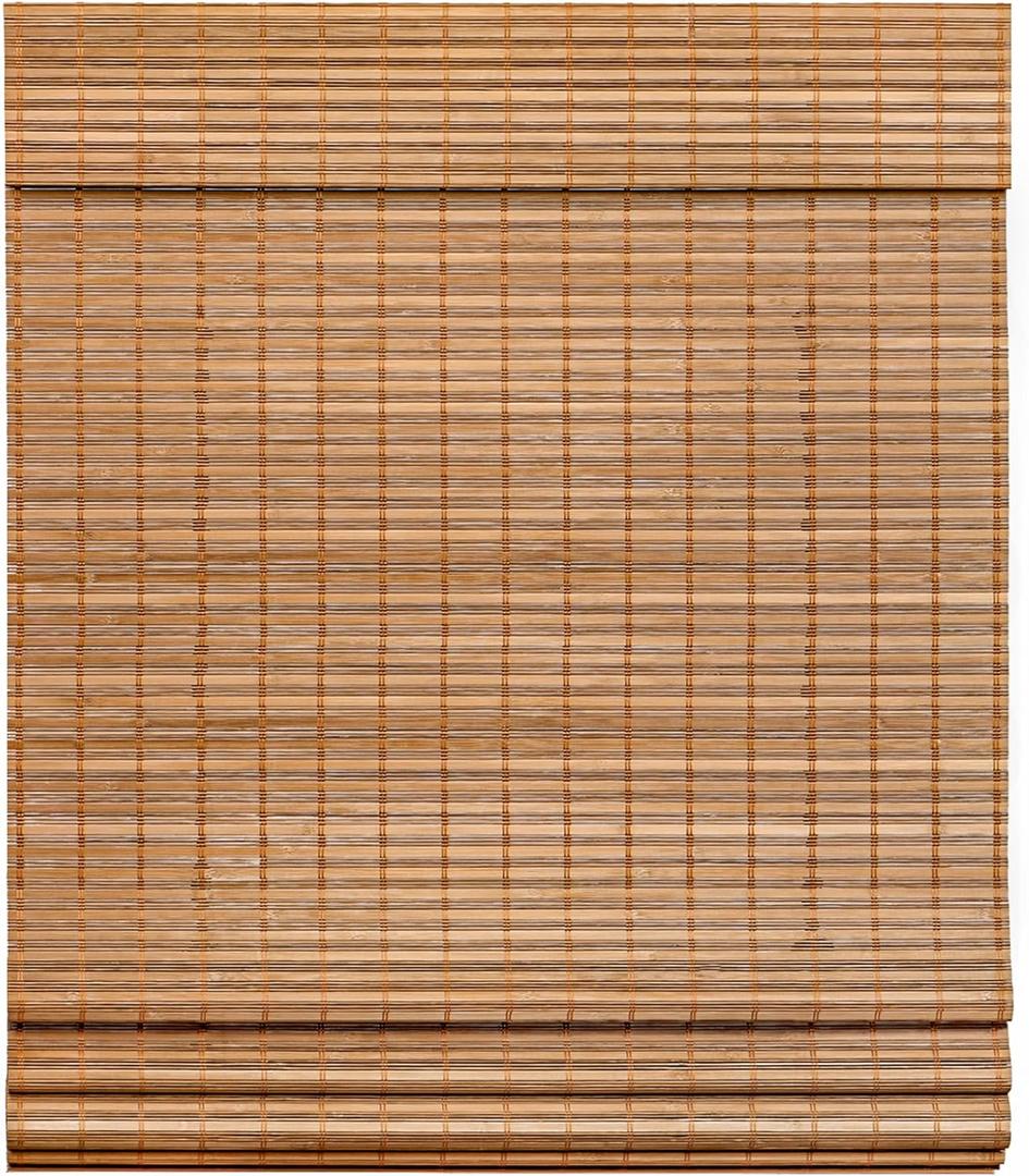 LazBlinds Cordless Bamboo Roman Shades, Light Filtering Window Treatment, Roll Up Bamboo Blinds for Windows, 34'' W x 60'' H (34'' W x 60'' H, Light Filtering - Squirrel)
