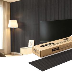 Art3dwallpanels 6-Pack Peel and Stick Wood Panels for Wall PVC, Black Wood