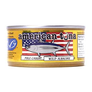 American Tuna MSC Certified Sustainable Pole & Line Caught Albacore Tuna, 6oz Can w/ Sea Salt, Caught & Canned in America, 1 Count.