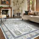 Beeiva Vintage 5x7 Washable Boho Large Area Rug, Rugs for Bedroom Aesthetic, Low-Pile Lightweight Boho Carpet Rug for Living Room Dining Room Kitchen Office Beige (Beige,5'x7')