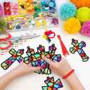 24 Sets Religious Cross Crafts Religious Tissue Paper Christian Crafts Kit DIY Christian Art Kit Resurrection Church Ornaments Jesus Sunday School Gifts