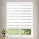 Cordless Zebra Blinds for Windows (22" W X 72" H, White) Free-Stop Zebra Roller Shades Dual Layer Light Filtering Privacy for Day and Night, Light Control for Home, Bedroom, Office
