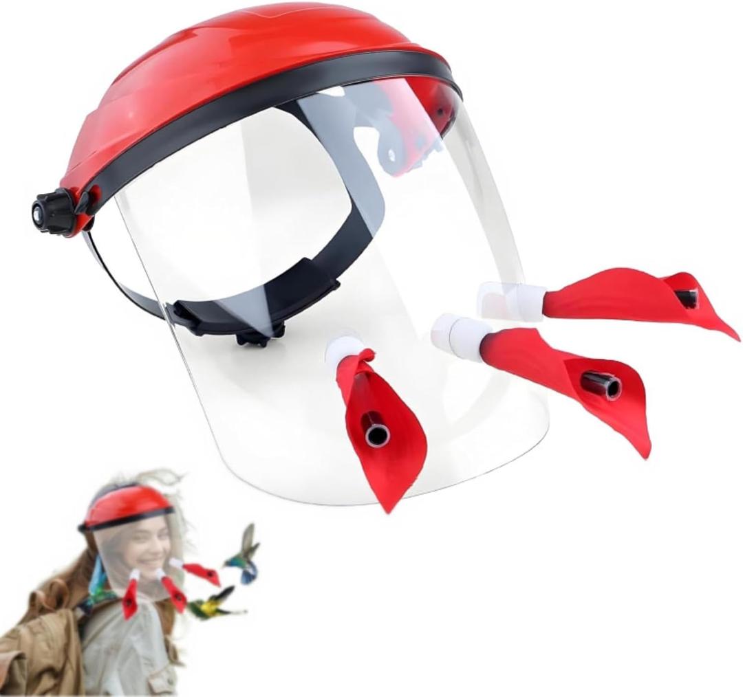 Hummingbird Feeder Hat MaskHelmet-Style Hands-Free Design3 Spill-Proof Ports for Adjustable Headband,Suitable for Outdoor Hummingbird Feeding Enthusiasts