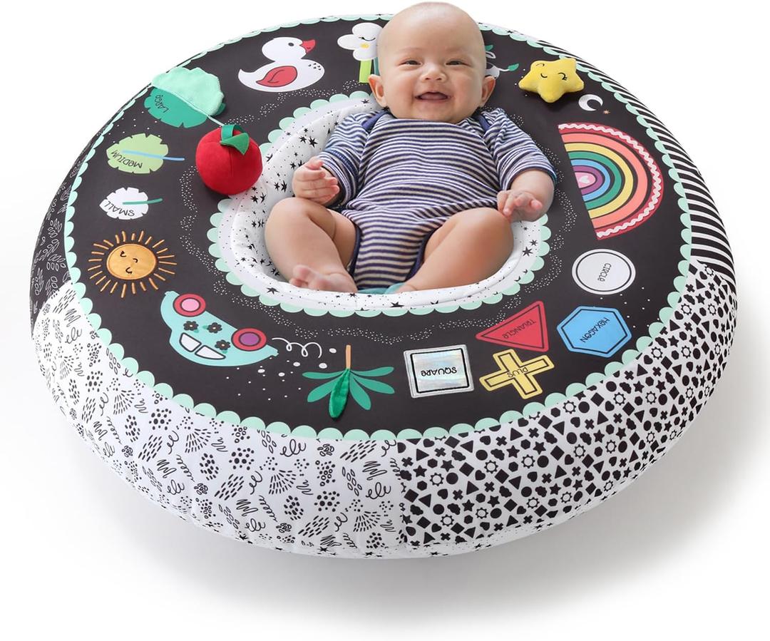 The Peanutshell Baby Inflatable Seat, Sitting Support, Activity Center, Montessori Toys for 0-6 Months Babies, Black and White, High Contrast Baby Toy