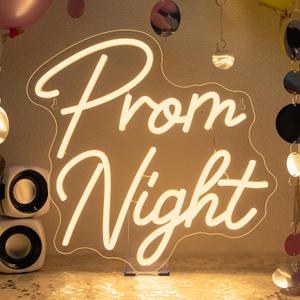 Prom Night Neon Sign Prom Backdrop Neon Lights Dance Party Led Sign Grad Light Up Letters Graduation Party Decorations for 2026 Grad Party Decor Gifts