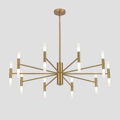 KCO Lighting Mid Century Modern Chandelier Brass Gold Chandelier Light Fixture Vintage Bedroom Chandelier Sputnik Flush Mount Ceiling Light Large Chandeliers for High Ceilings