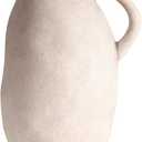 White Ceramic vase with Handle, Distressed Cement Texture, Boho Terracotta Large Pottery 10inch Tall, Rustic Farmhouse Decorative vases for Centerpieces, Unique Stoneware Jug for Flowers