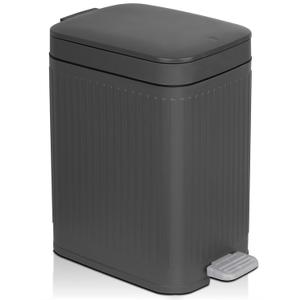 rejomiik Small Bathroom Trash Can with Lid Slim Soft Close Garbage Can Step Wastebasket Container Trash Bin for Office Bedroom Kitchen Living Room (2.6 Gallon Dark Gray)
