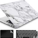 Compatible with MacBook Air 13 Inch Case 2022 2021 2020 Release A2337 M1/A2179 with Retina & Touch ID, Plastic Hard Shell Case & Keyboard Cover & Screen Protector - White Marble