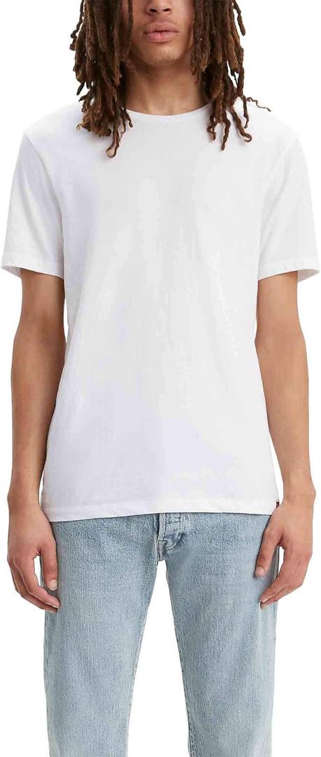 Levi's Men's Slim Fit Crewneck T-Shirt (2-Pack) (Small, White + White)