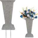Cemetery Vase for Grave Headstones with Metal Spike, Flower Pots for Outdoor Plants, Memorial Vases for Graves, White