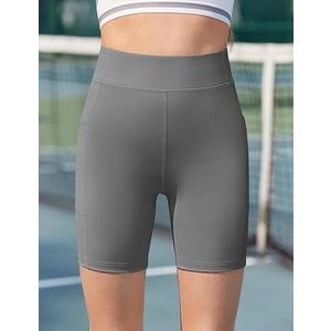 Girls Biker Shorts Kids Yoga Shorts High Waisted Spandex Athletic Running Volleyball Shorts with Pockets, XL