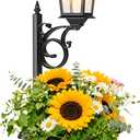 Melunar Outdoor Flower Pots 2 in 1, Solar Post Lamps Waterproof, Solar Lamp Post Lights, Wall Mount or Freestanding, Outdoor Decorative Lamp for Garden, Patio, Front Porch, Back Door, Warm White.