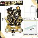 Silkfly Graduation Yard Sign with Stakes Extra Large 47.2 Inch DIY Name Graduation Decorations Class of 2026 Waterproof Foldable Congrats Grad Lawn Signs for School College(Irregular, Black Gold)