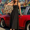 ZESICA Women's Summer Sleeveless Halter Midi Dress 2026 Off Shoulder High Waist Flowy Formal Wedding Guest Long Dresses (Black, S)