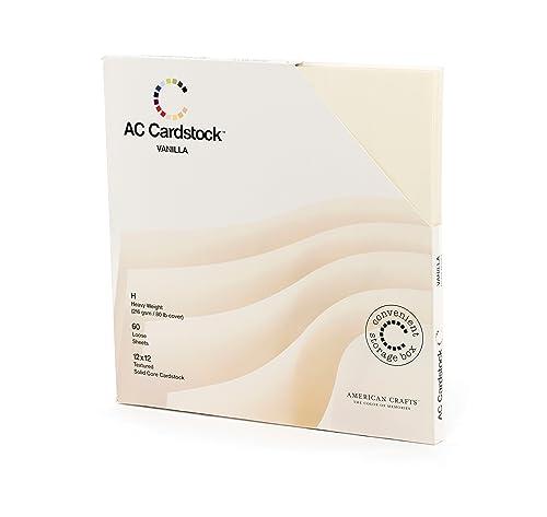 Cardstock 12x12 Scrapbook Paper Pack - Textured Heavy Duty Ivory Paper for Die Cutting, Card Making, Crafts - 60 Square Sheets, 80lb (216gsm), Solid Core