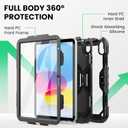 SEYMAC Case for iPad (A16) 11th/10th Generation 2025/2022 (11/10.9), Sturdy Heavy Duty Full-Body Shockproof Protective Case with Screen Protector, Rotating Stand, Hand/Shoulder Strap, Black