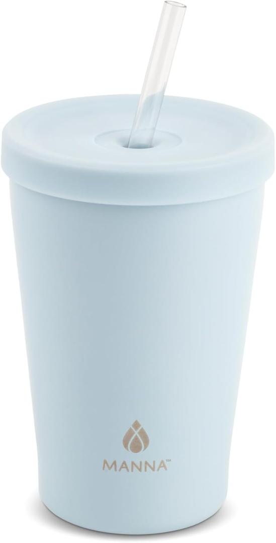 Manna Ranger Double-wall Insulated Stainless Steel Tumbler with Leak-proof Smart Seal Lid and Reusable Tritan Straw - 12 Oz - Periwinkle