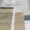 Modern Abstract Art Brown Grey White Color Blocks No Hook Shower Curtain with Snap in Liner Waterproof Fabric Shower Curtain Set for Bathroom Tubs Curtains with See Through Top Window 72"x72"