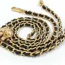 Luomorgo 1 Pc Thin Adjustable Chain Handles Strap, Long Purse Strap Replacement, Black PU Leather Chain Handles for Shoulder Bags, Crossbody Bag DIY Crafts (Gold, 47" Length)