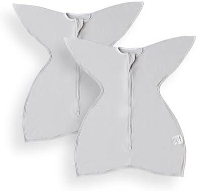 bebon Transition Swaddle - Baby Wearable Blanket - Cozy Sleep Sack, Wrap with 2-Way Zipper - 95% Bamboo Viscose, 5% Spandex (Grey 2-Pack, Medium 6-12 Month)