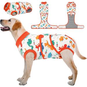 Kuoser Dog Surgery Recovery Suit, Soft Breathable Dog Recovery Suit for Female Spay Male Nueuter, Anti Licking Puppy Onesie Pet Surgical Suit for Dogs Abdominal Wounds Skin Disease, Dinosaur XL