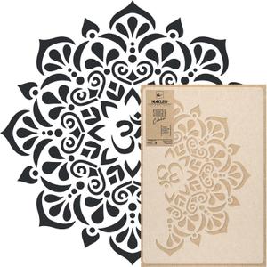 NAKLEO Mandala Painting Large Stencil Diameter 23.2, Tibetan Circle OM Mandala Geometric Ornament, Reusable Plastic Template DIY Art and Craft, Wall Floor Wood Fabric Furniture
