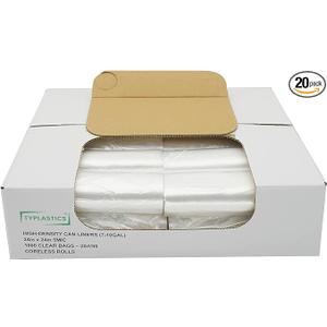 TYPLASTICS Trash Can Liner - Wholesale 1000 Count Garbage Bags on Perforated Roll 7-10 Gallon Multipurpose for Office Bathrooms Business Home Commercial and Industrial Needs 24" x 24"